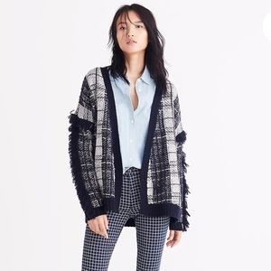 NWT Madewell Plaid Fringe Sweater Cardigan